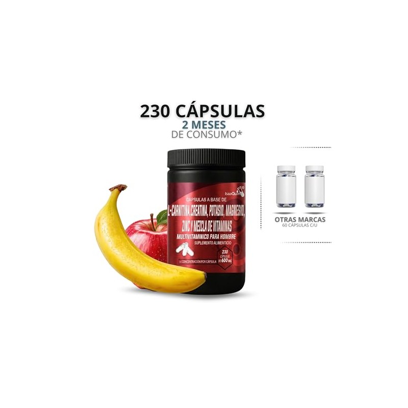 Multivitamínico para Hombre con L-Carnitina, Creatina, Magnesio, Zinc, Potasio y