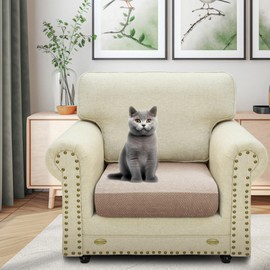 CHELZEN Stretch Sofa Seat Cushion Cover, Fitted Sofa Cushion Slipcovers, Couch Cushion Covers, Replacement for Individual Cushion Furniture Protector (Large 1 Seater, khaki)