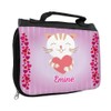Wash bag with name Emine and cat motif with hearts