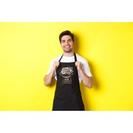 YORA BBQ Apron for Men Father's Day Gift – Cooking Apron Funny [Includes Certificate] – Funny Gifts for Father's Day – Gift Ideas Grandpa & Dad – Funny, black