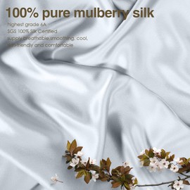 J JIMOO 100% Pure Mulberry Silk Pillowcase for Hair and Skin, Both Sides 19 Momme Pure Natural Silk Pillowcases Soft Breathable Standard 20''×26'', Silver Grey 1 Pack