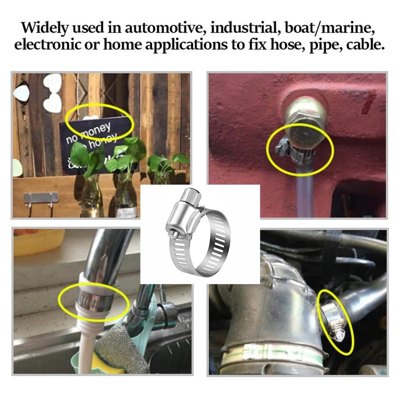 Jubilee Clips, Hose Clips, 20pcs Hose Clip Clamp 10-16mm Adjustable