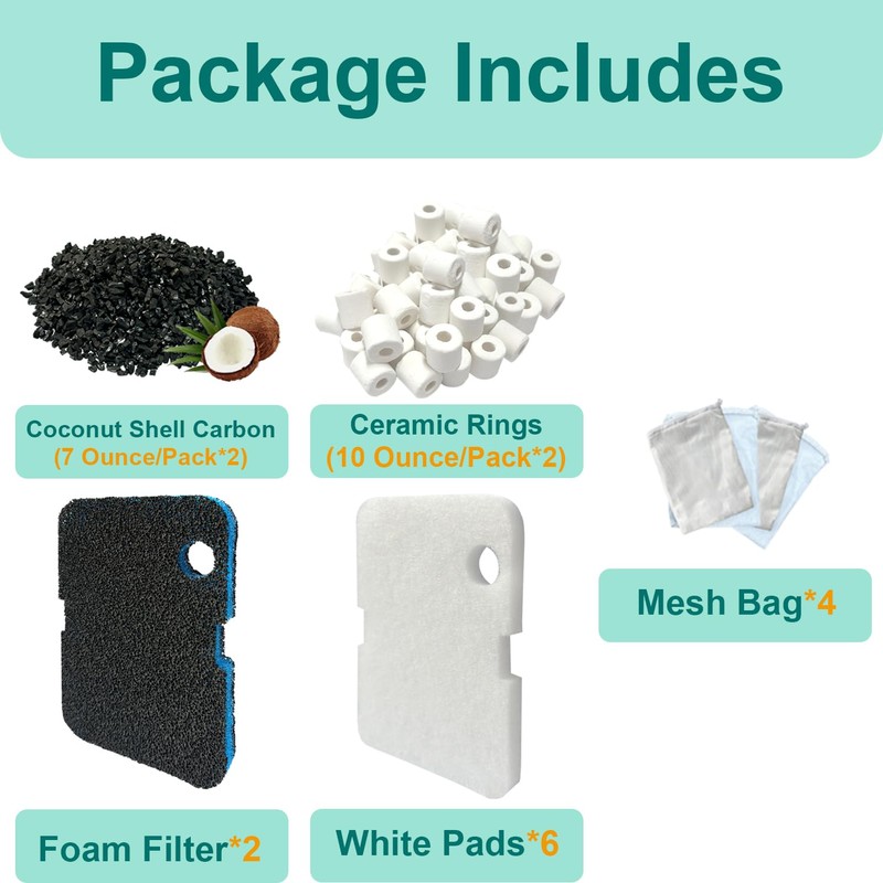16 Pack Aquarium Filter Media Set Replacement for Penn-Plax Cascade