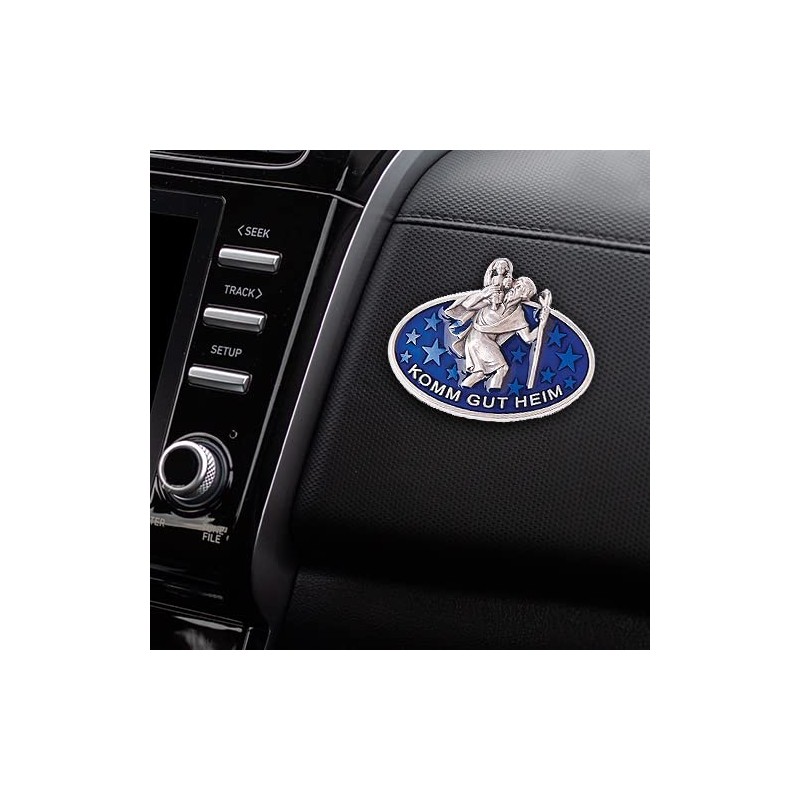 oval St Christopher Autoplakette 4.5 CM Blue