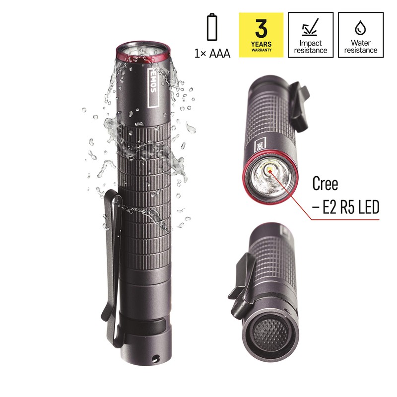 EMOS Waterproof Mini Flashlight, Super Bright CREE LED Flashlight, 100lm