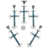 Sleeping Beauty Turquoise Navajo Cross Sterling Pendant With Silver Bead