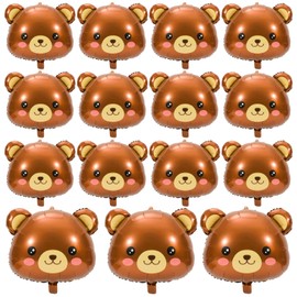 15pcs Bear Balloons, Polyester Large Bear Head Balloons Cute Party Animal Decorations for Animal Birthday Party Baby Shower Supplies (Brown)