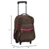 Rockland Rockland Double Handle Rolling Backpack, PINKLEOPARD, 17-Inch