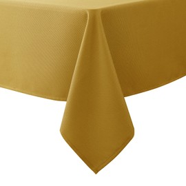Biscaynebay Textured Fabric Rectangle Table Cloth 52x70 Inches, Gold Water Resistant Tablecloths for Dining, Kitchen, Wedding, Parties etc. Machine Washable