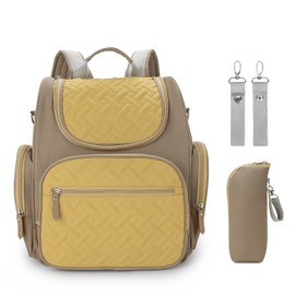 MOMIGO - Mochila para pañales para bebé, bolsa de pañales de gran capacidad con correas para carriola y bolsillos de aislamiento, Marrón, Classic