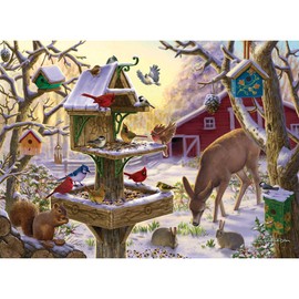 Bits and Pieces - 500 Piece Jigsaw Puzzle for Adults - Sunrise Feasting - 500 pc Animals, Winter Scene Jigsaw by Artist Liz Goodrick-Dillon