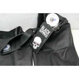 Black Brand Men's Leather Degree Motorcycle Chaps Large BB3084 MADE IN USA