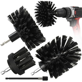 4pcs Drill Brush Attachment Kit, 2025 New Grout Drill Brush Set, All Purpose Power Scrubber Cleaning Kit for Bathtubs, Tile Grout Lines, Bathroom, Showers, Tile, Tile Seams (Black)
