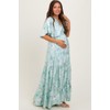 PinkBlush Sage Floral Short Sleeve Deep V-Neck Tiered Maternity Maxi