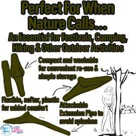 SHEWEE Flexi Female Urinal - Made in the UK – Flexible, Reusable, Portable & Recyclable Urination Device. Festival, Camping, Car, Hiking Essentials for Women. Stand to Pee Device W/Extension Pipe