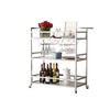 LORMITER Silver Bar Carts with 3 Tier Glass Shelves, Rolling