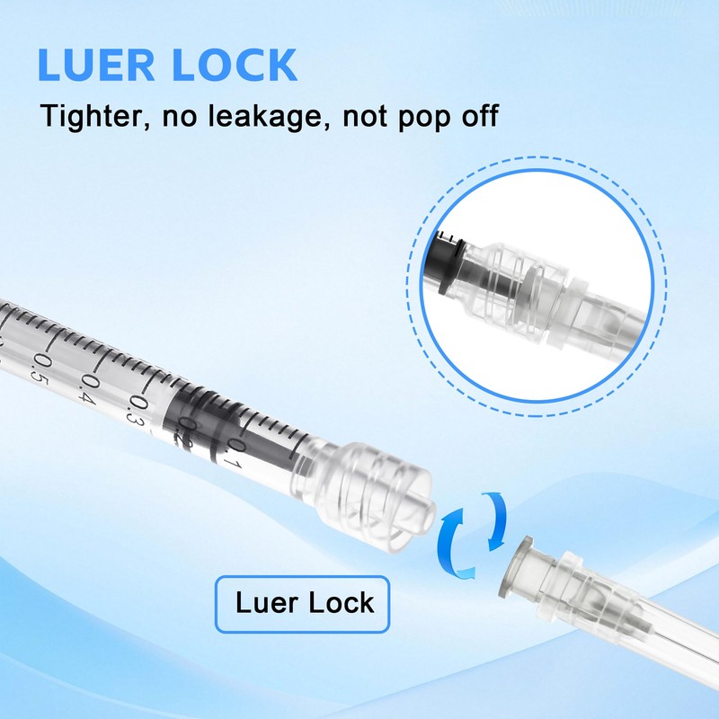 100 Pack 1ml Syringes with Needle, 27 G 0.5 Inch