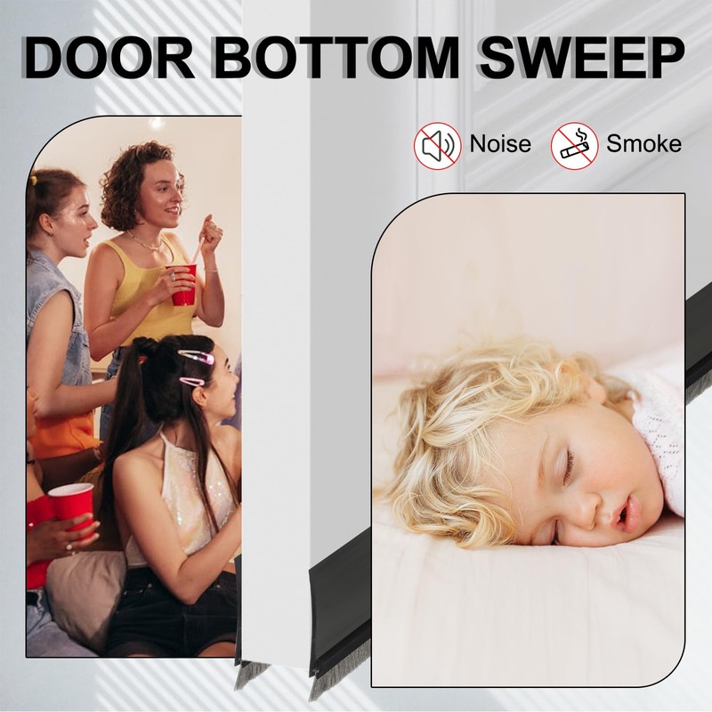 uxcell 2 Pcs Door Bottom Sweep, 39 x 1 inch