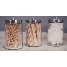 Grafco Unlabeled Flint Glass Sundry Jar with Cover - Transparent Supply Container with Aluminum Lid, 7" Height, 4.25" Diameter, Pack of 6, 3458