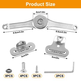 Pack of 2 Soft Close Lid Support Hinges, Lid Support Hinge, Folding Hinge for Kitchen Door, Wardrobe Opening Angle