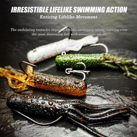 VMSIXVM Tube Baits Crappie Lure Tube Jig Heads Fishing Lures Kit, Tube Lure Soft Plastic Swimbait Grub Worm for Crappie, Bass, Trout, Tube Hook Crappie Jig Bait Fishing Gear for Freshwater Saltwater