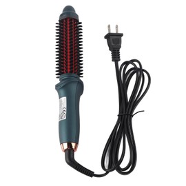 Cepillo Rizador 2 en 1, Pelo Liso y Rizado, Doble Uso, Cepillo de Pelo Eléctrico Termostático Portátil Verde, Enchufe Estadounidense de 110V