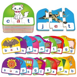 HugHush CVC Puzzle Cards for Kids,CVC Word Games,Phonics Games,Speech Therapy Toys for Toddlers,3 Alphabet Letter Word Puzzle,Learning Reading Spelling Games,Preschool Kindergarten Classroom Must Have