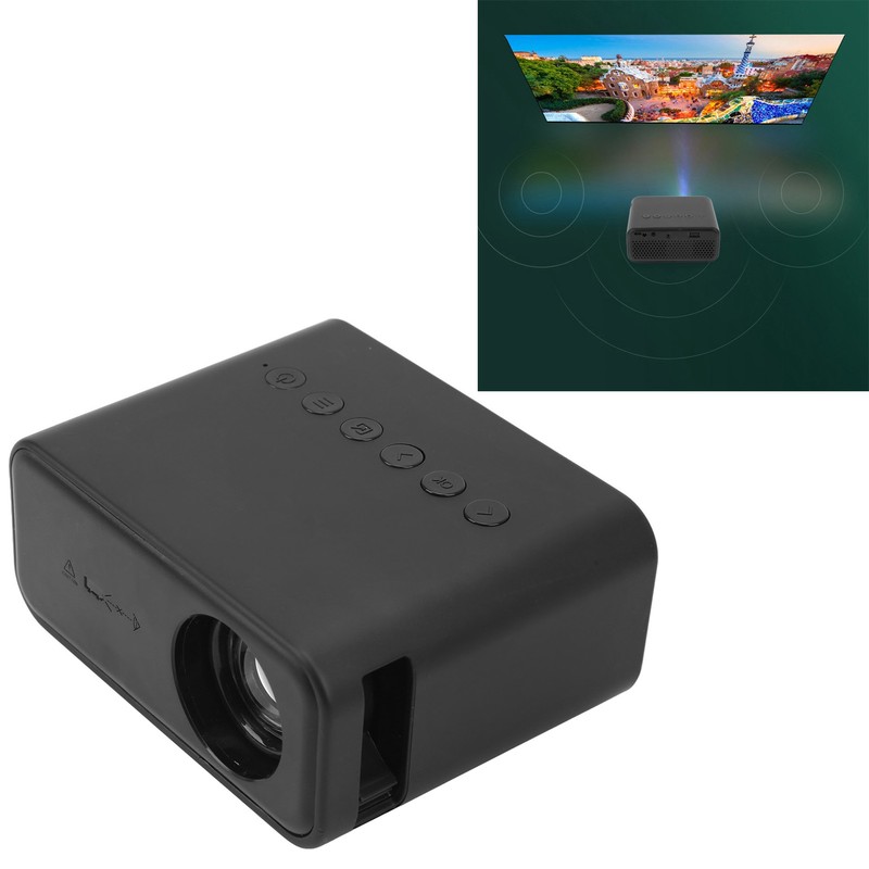 Mini Projector Black 1920x1080 Remote Control Inbuilt Speaker USB Powered