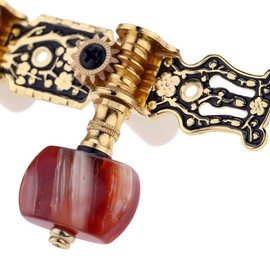 SIUKE AO-020HV2P 2pcs(Left + Right) Classical Guitar Tuning Key Gold/Black Plated Peg Tuner Machine Head(Long) String Tuner, AO-020HV2P Tuner