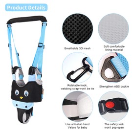 IULONEE IULONEE Baby Walking Harness Breathable Handheld Kids Toddler Helper Assistant Adjustable Infant Walker Help Baby Walk Stand Up Child Learning Belt for 8-24 Month Old Babies Activity (Blue)