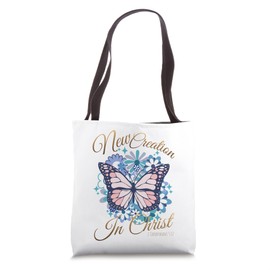 New Creation In Christ Butterfly Floral Christian Tote Bag