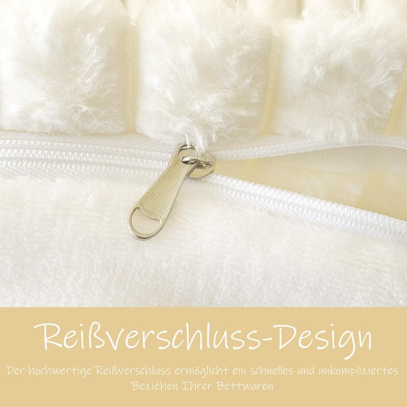 Fluffy bed linen (beige, 40 x 80 cm)