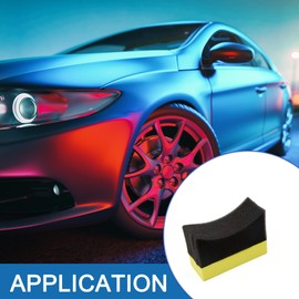 A ABSOPRO Tyre Tire Dressing Applicator Curved Foam Sponge Pad Sponge Foam Yellow Black