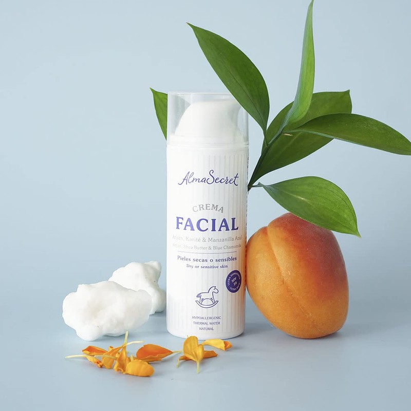 Alma Secret Face Cream with Argan, Karité & Chamomile, Blue,