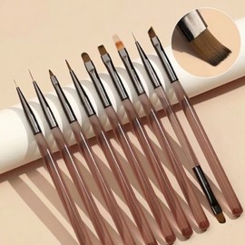 All-in-one nail art nail brush nail brush set, 1 piece, brown / 올인원 네일아트 네일붓 네일브러쉬 세트, 1개, 브라운