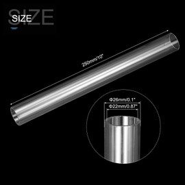 sourcing map 1 Inch Clear Storage Tube 22x26mm Small Plastic Round Tubing with Caps Rigid Bottle Container 250mm/10 Inch for Item Stored