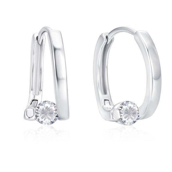 Loutade Small 925 Sterling Silver Oval Twisted Hoop Earrings with