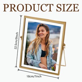 Hyuetrsa 3 Pcs Gold Floating Picture Frame, Tabletop Shelf Photo Frame, 7 x 9 '' Vertical Glass Frames for Multi Size Photos Including 4×4,4×6,5×7,for Christmas Wedding New Year