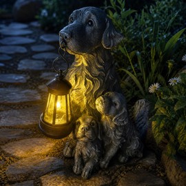 Ao Yee ZGL Outdoor Garden Decor, Dog Themed Outdoor Statue Light, Solar Powered, Plastic, Perfect for Lawns Walkways Gardens Balconies, Perfect Birthday Gifts for Women