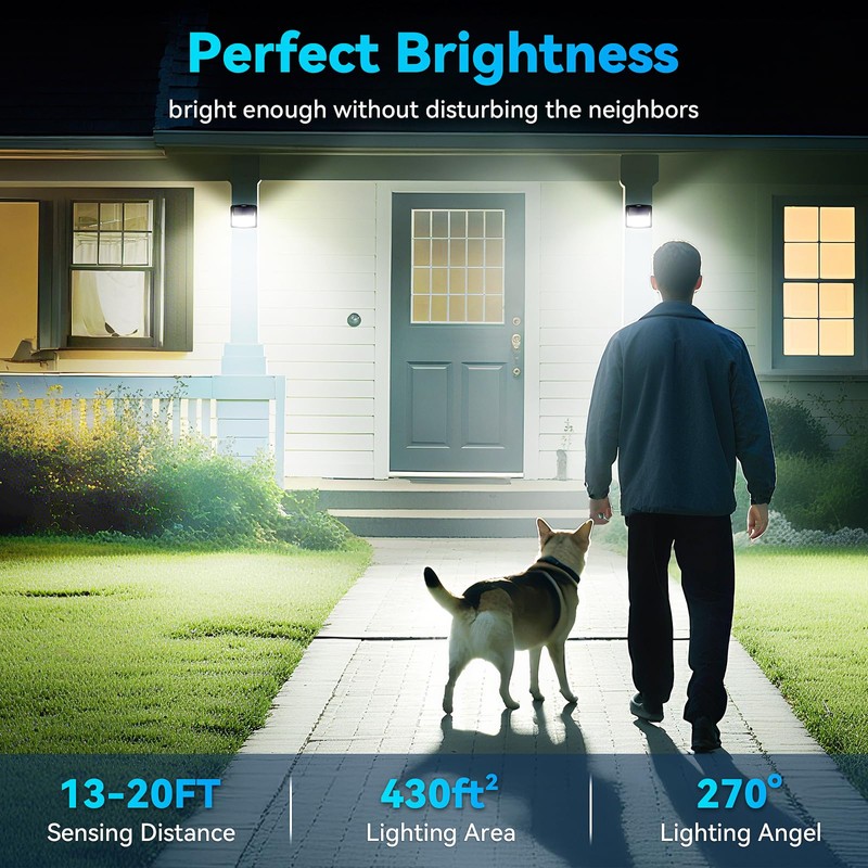 CLAONER Solar Lights Outdoor, [128 LED/6 Packs] Solar Motion Sensor