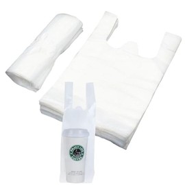 Hewnda Drink Carrier for Delivery,100 Pcs Clear plastic bag with handle It is used for take-out and beverage delivery (single cup)