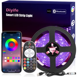Diyife Diyife LED Strip, [Fernbedienung & App-Steuerung] 3M RGB LED Streifen, Bluetooth Led Lichterkette, Flexibel LED Band, Musik Sync, fr Party, Zuhause, Schlafzimmer, TV