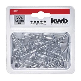 kwb Blind Rivets / Pop Rivets Diameter 4 mm, Length 10 mm, Made of Aluminium, With Galvanised Pin, for Commercially Available Pop Rivet Pliers