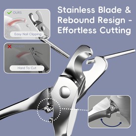 Dog Nail Clippers & Cat Nail Trimmers - Sharp Stainless Steel Professional Pet Nail Clippers for All Dogs, Thick Nails & Indoor Cats - Ergonomic Non-Slip Handle for Safe, Comfortable Grooming