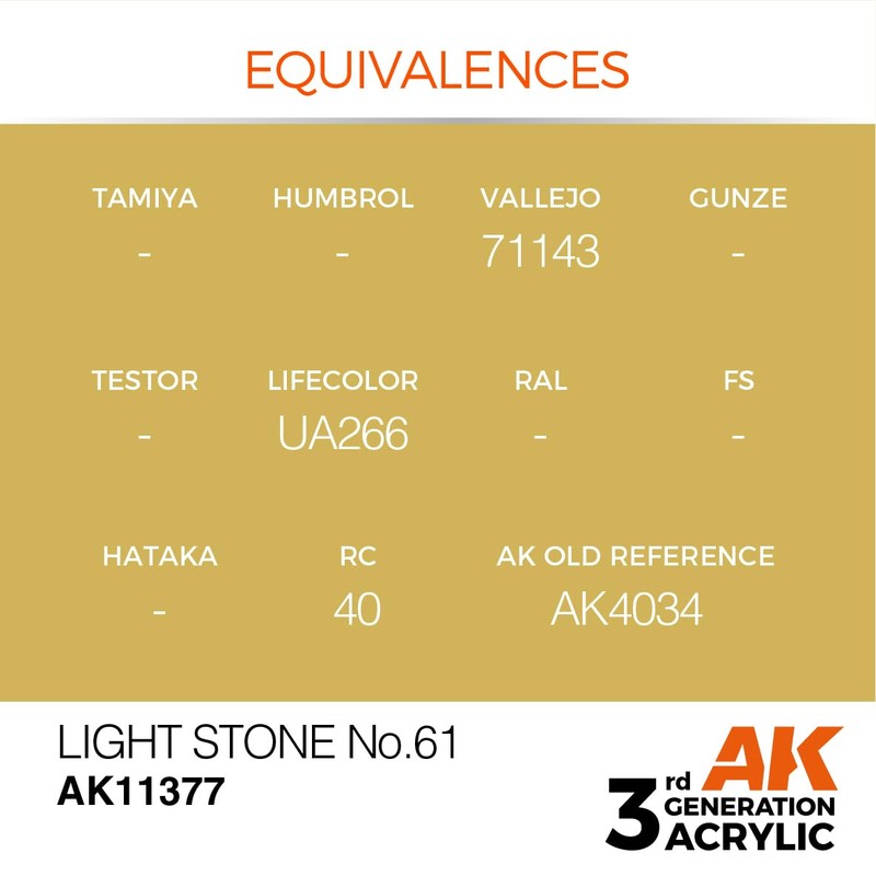 AK Acrylics 3Gen AFV AK11377 Light Stone No.61 (17ml)