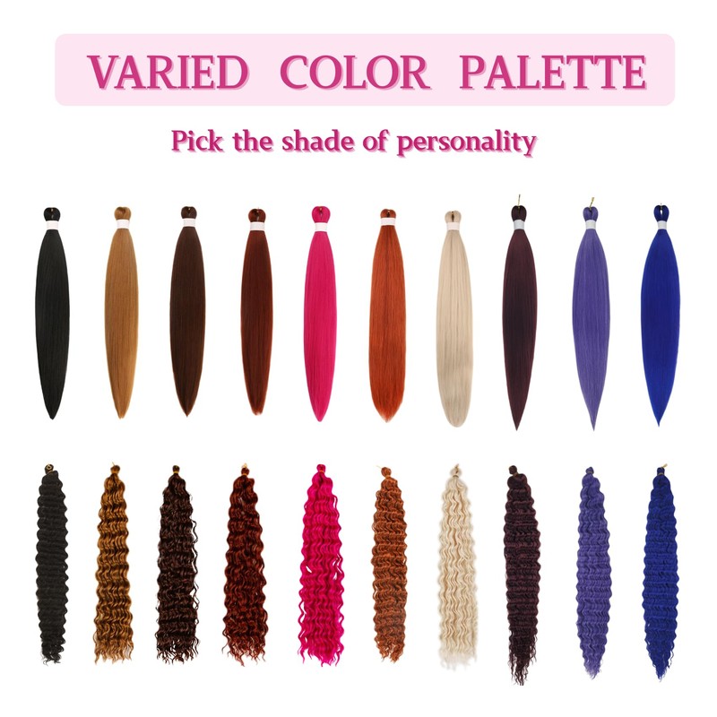 Silver Braiding Hair Pre Stretched Red Curly Deep Wave Braids