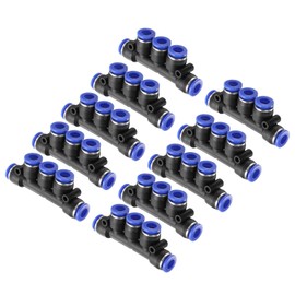 sourcing map 10pcs Inline Manifold Union Fitting 6mm(15/64") OD 5 Ways Plastic Pneumatic Push to Connect Tube Fittings Push Lock Quick Release Connectors
