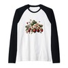 Vintage Strawberries With Bees Ladybug Butterfly Strawberry Raglan Baseball Tee