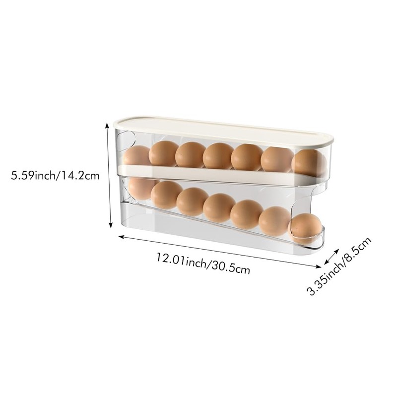 Rolling Egg Dispenser For Refrigerator, Egg Holder Space Saving Egg
