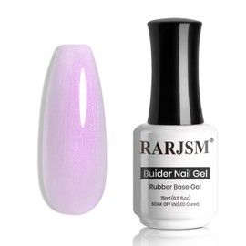 RARJSM Pearl Gel Builder Nail Polish Purple Hard Gel in a Bottle Mermaid Shell Glitter Pearlescent Thick Extension Structure Gel for Nails 15ml Soak Off Curing Requires Salon Home DIY Beginner Use